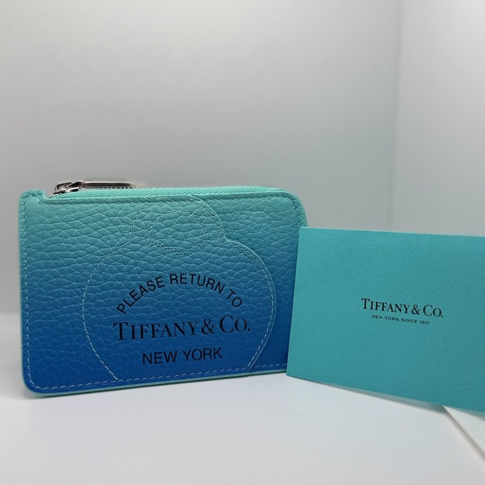 NWT Tiffany & Co. “Please Return To” Zip Card Case – Blue Gradient